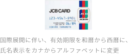 JCB CARD 国際展開に伴い、有効期限を和暦から西暦に、氏名表示をカナからアルファベットに変更